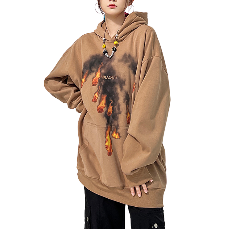 Hip Hop Fireball Pure Pattern Hoodie