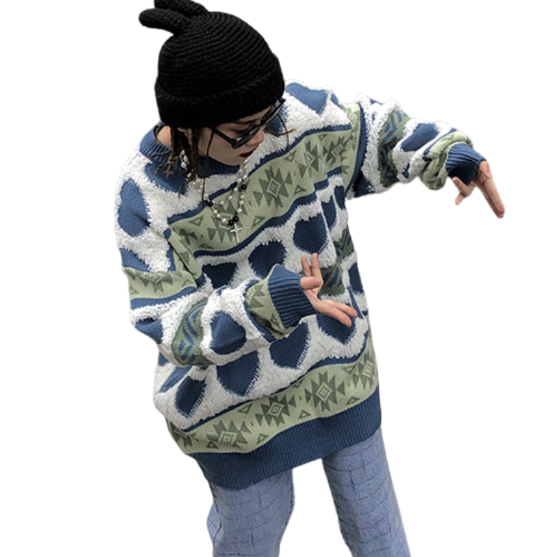 Patchwork Heart Jacquard Sweater