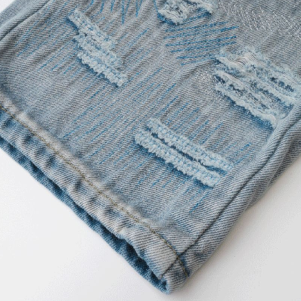 Urban Street Solid Ripped Straight Leg Jeans