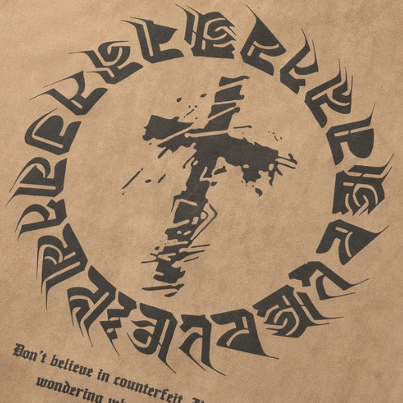 Vintage Cross Letter Print Hoodie