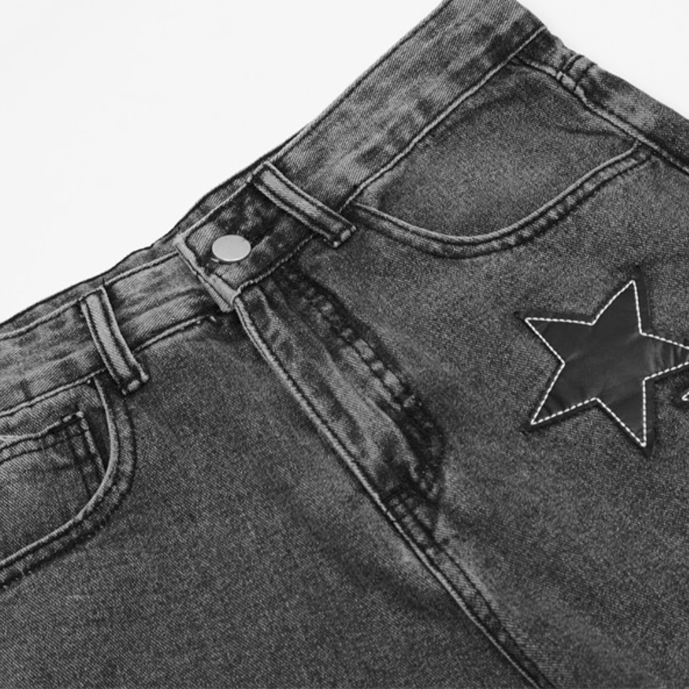 Vintage Street Star Patchwork Straight Jeans
