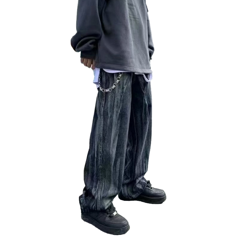 Vintage Tie-Dye Distressed Straight Jeans