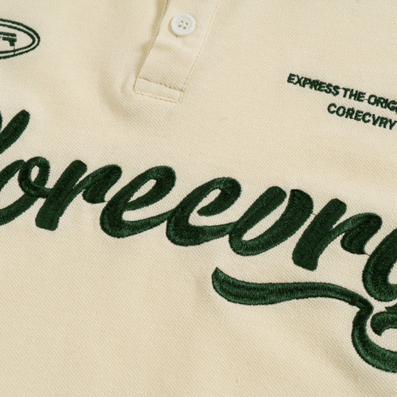 Vintage Letter Embroidery Polo Shirt