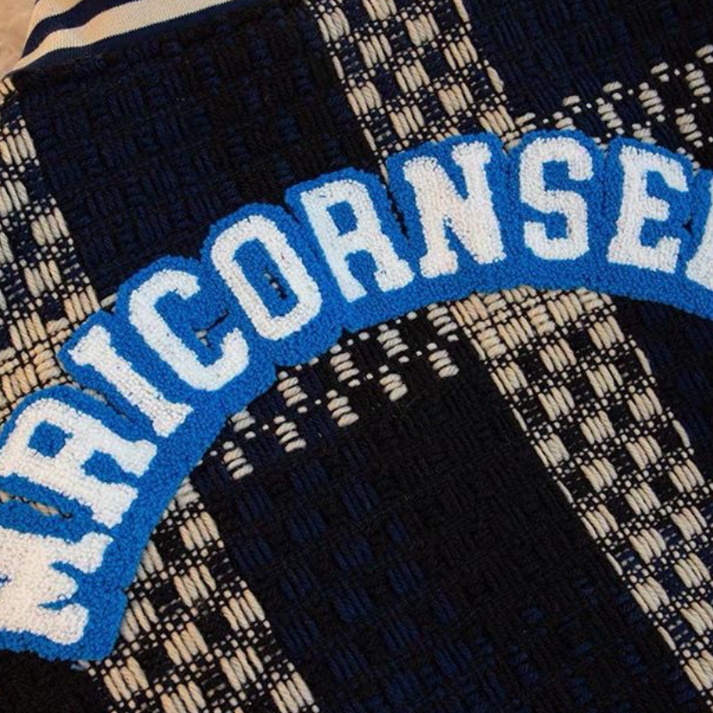 Street Oversize Woven Plaid Varsity Jacket