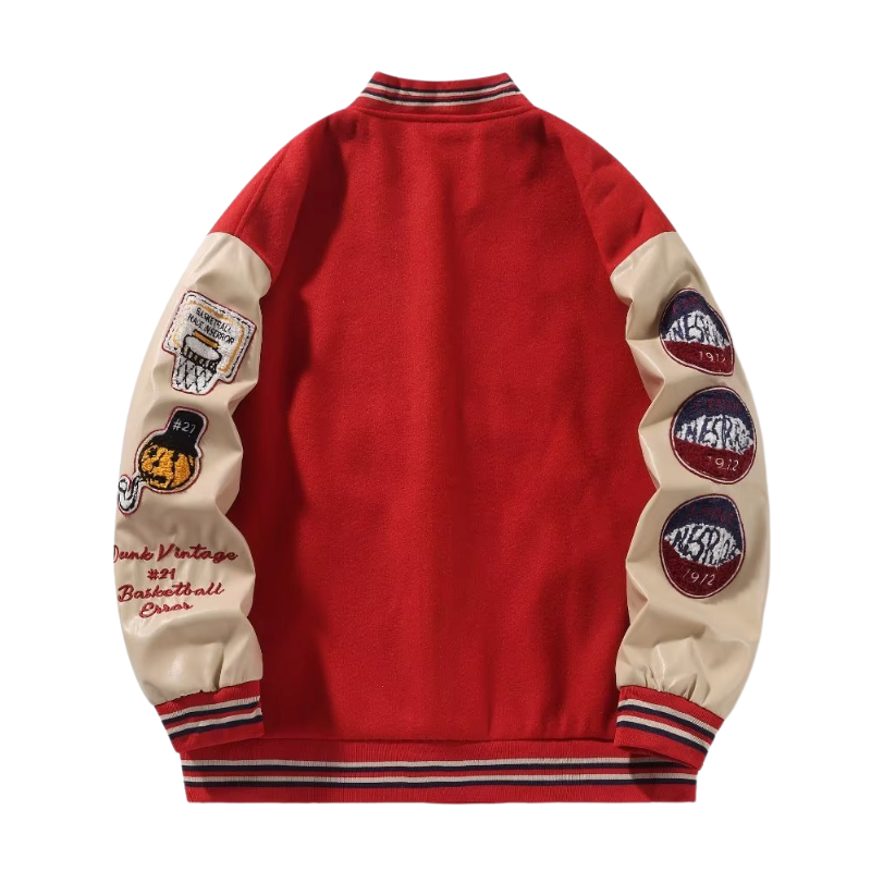Vintage Contrast Stitch Varsity Jacket