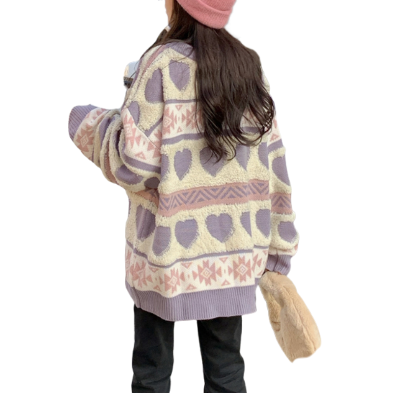 Patchwork Heart Jacquard Sweater