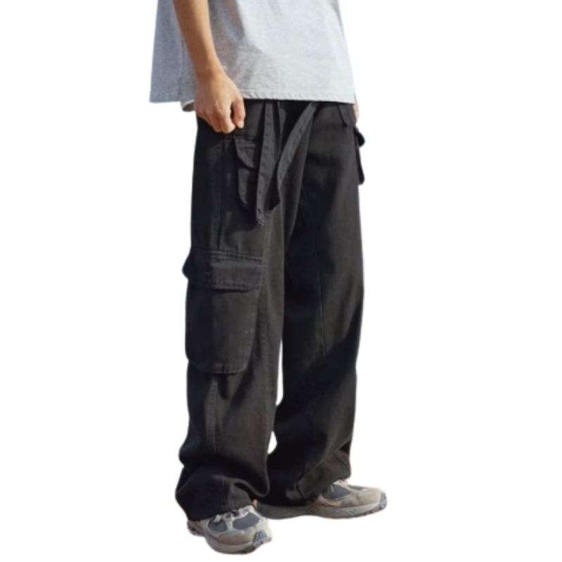 Hip Hop Solid Color Wide-leg Cargo Pants