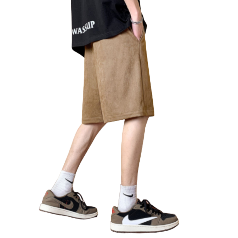Solid Letter Embroidery Cotton Shorts