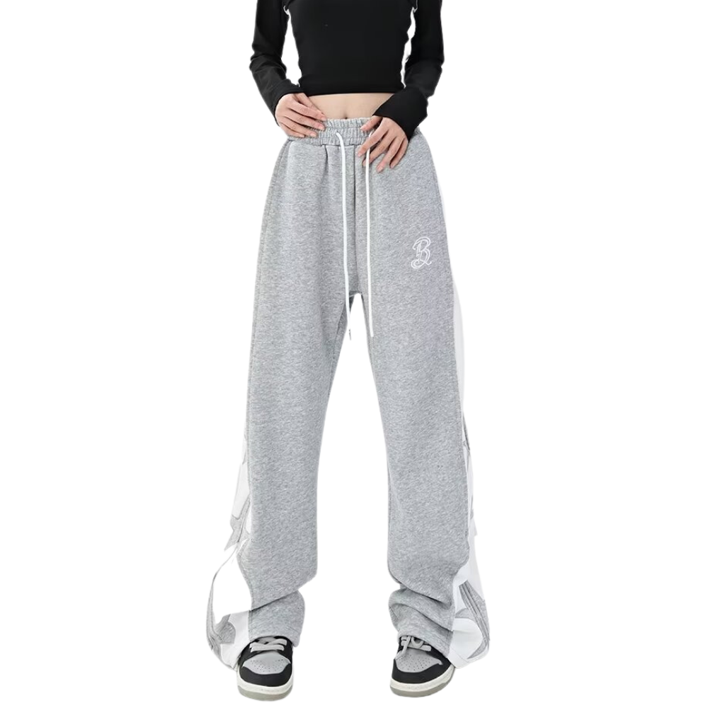 Urban Letter Embroidery Zipper Sweatpants