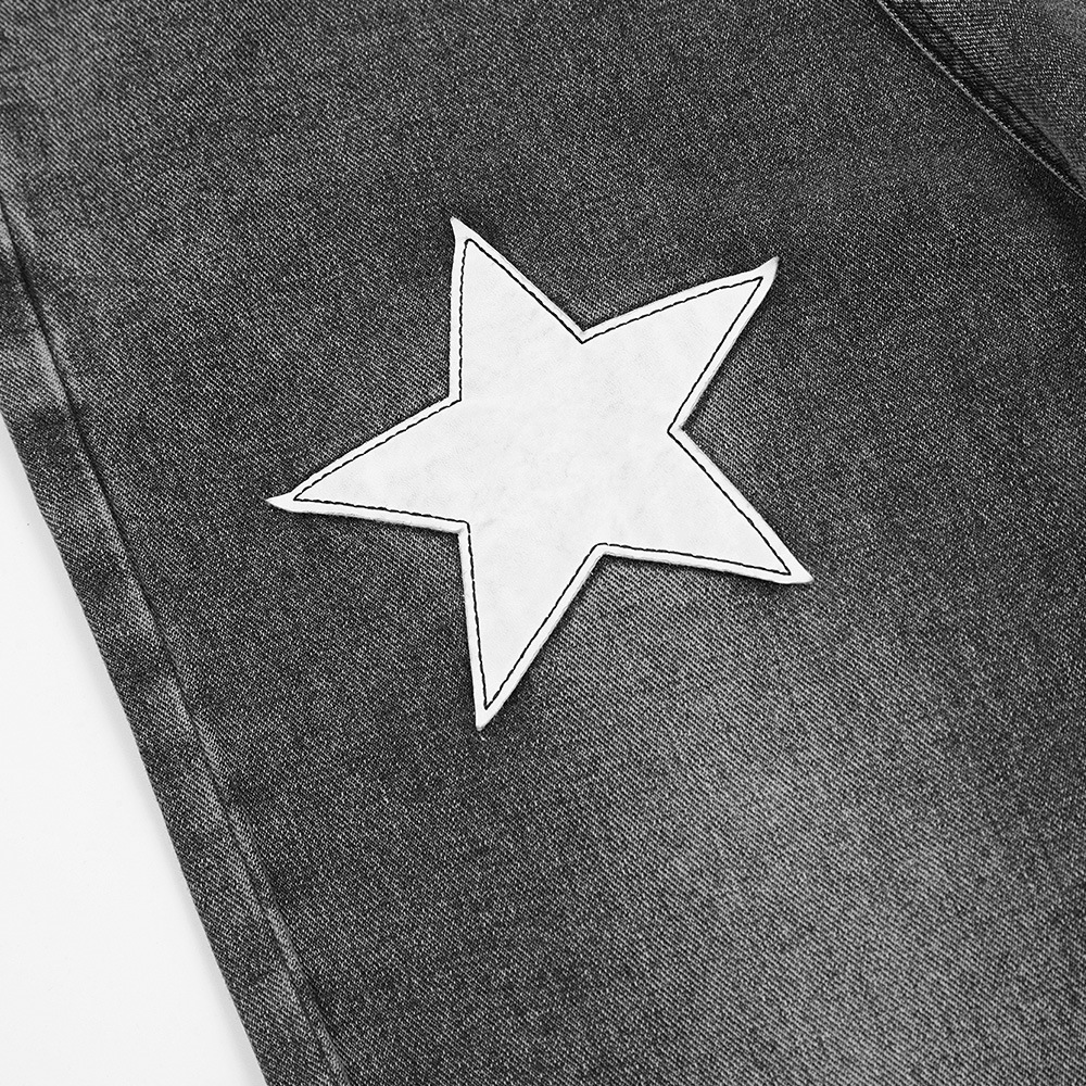 Vintage Street Star Patchwork Straight Jeans