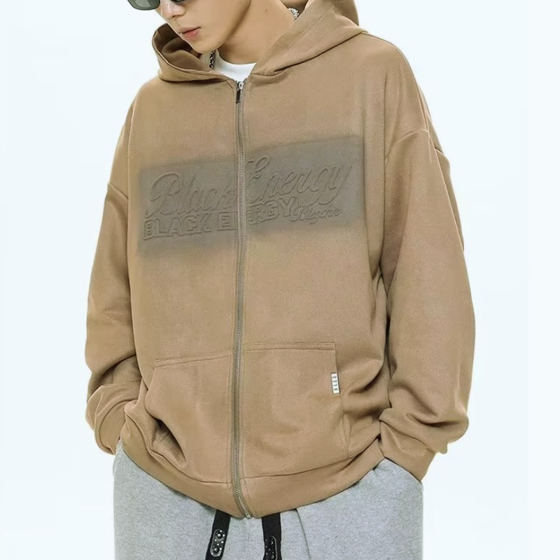 Loose Suede Alphabet Hoodie