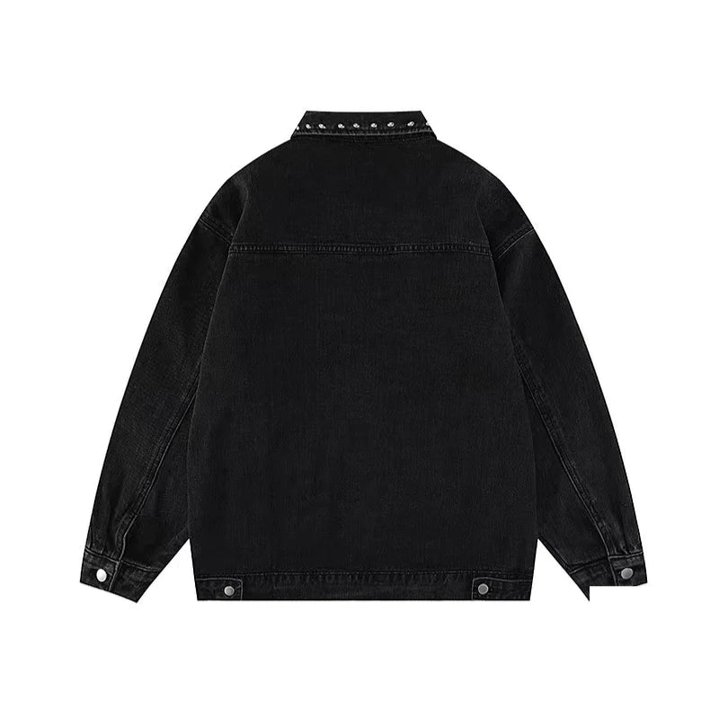 Studded Pearl Button Denim Jacket