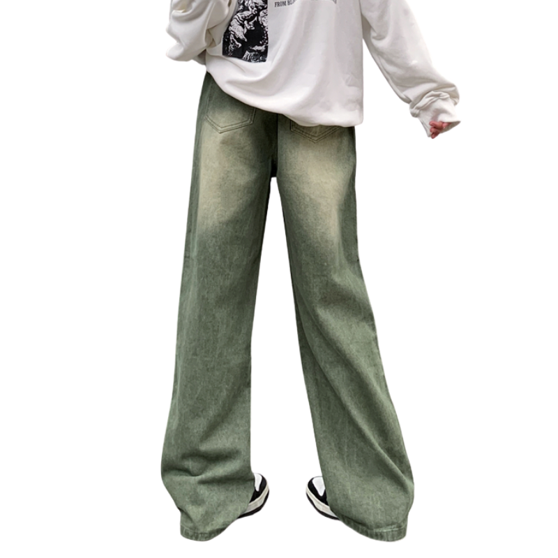 High Street Embroidery Straight Washed Jeans