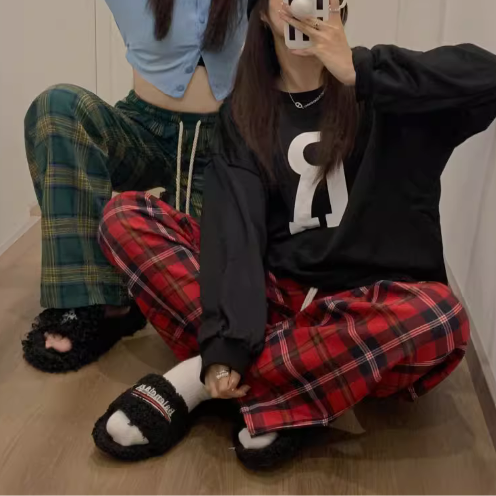 Women's Vintage Plaid Sweatpants