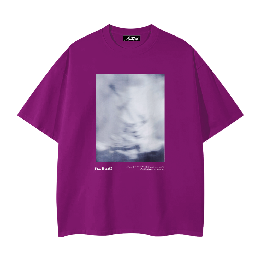 Pure Cotton 260G Blurred Landscape Print T-Shirt