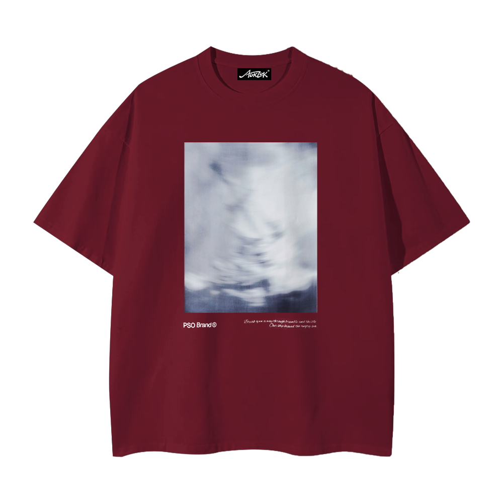 Pure Cotton 260G Blurred Landscape Print T-Shirt