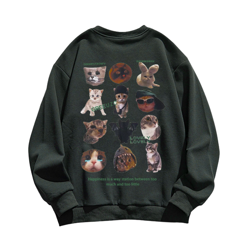 Cute Cartoon Cat Print Sweatshirt