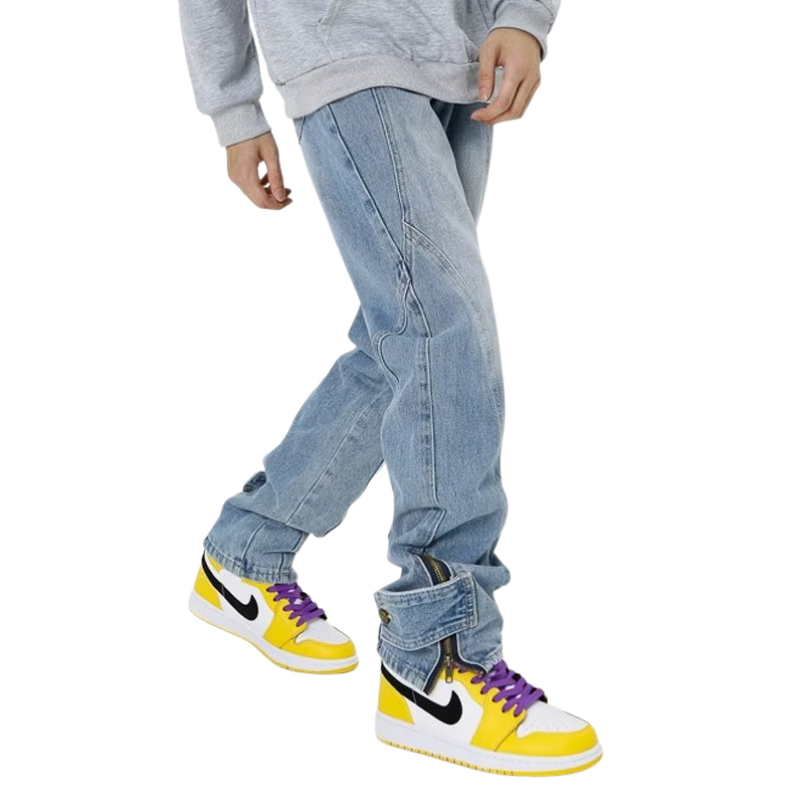 High Street Panel Zip Jeans