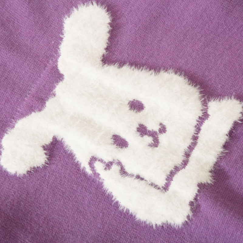 Vintage Flocked Bunny Rabbit Sweater