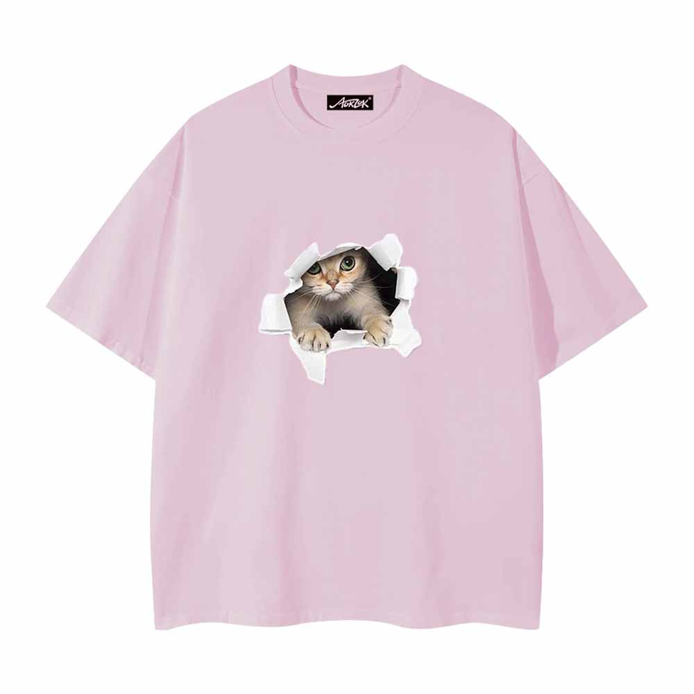 Cute Broken Wall Kitten Print T-Shirt