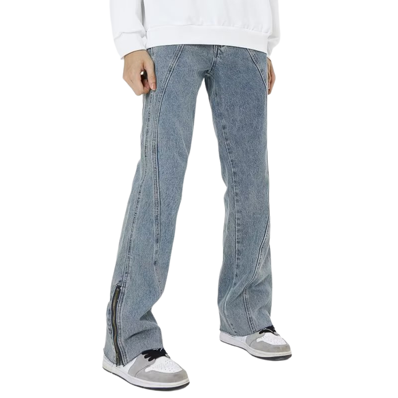 Casual Solid Color Panel Jeans
