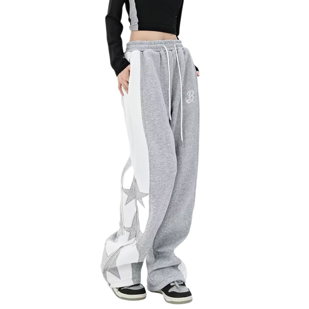 Urban Letter Embroidery Zipper Sweatpants