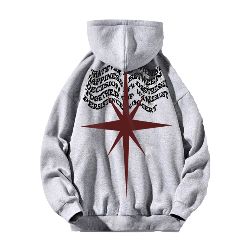 Classic Letter Wave Graphic Pocket Hoodie