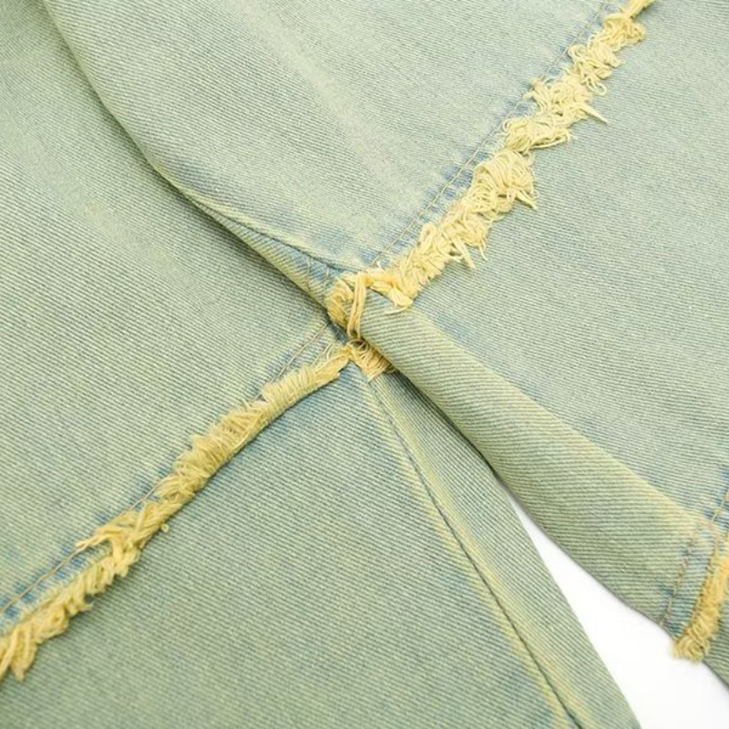 Vintage Raw Edge Washed Straight Jeans