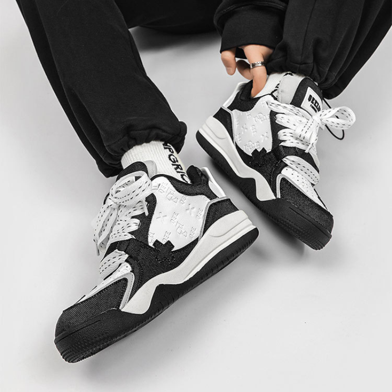 Urban Street Denim Paneled Casual Sneakers