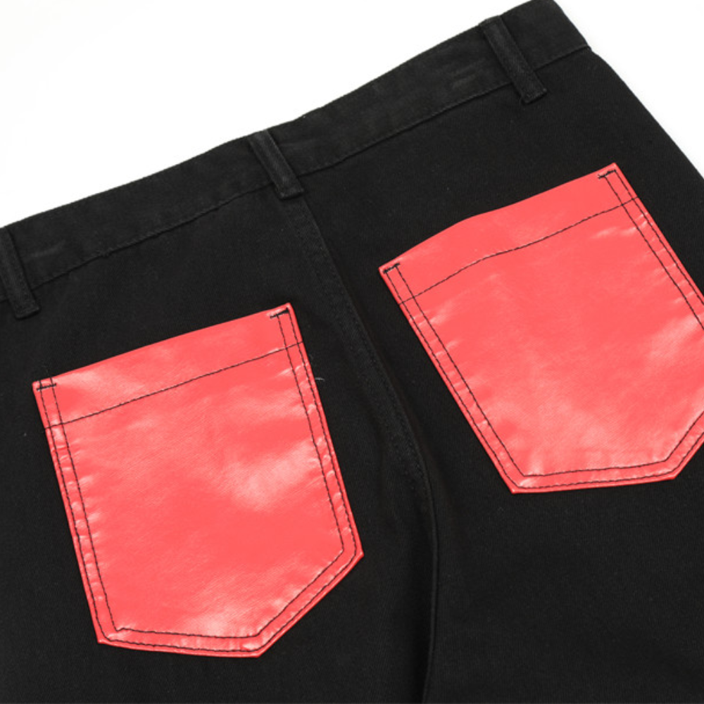 Vintage Flame Embroidery Straight Leg Jeans
