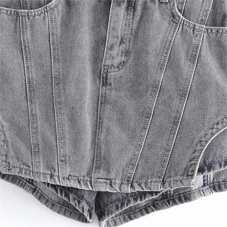 Women's Fake Two Piece Denim Shorts