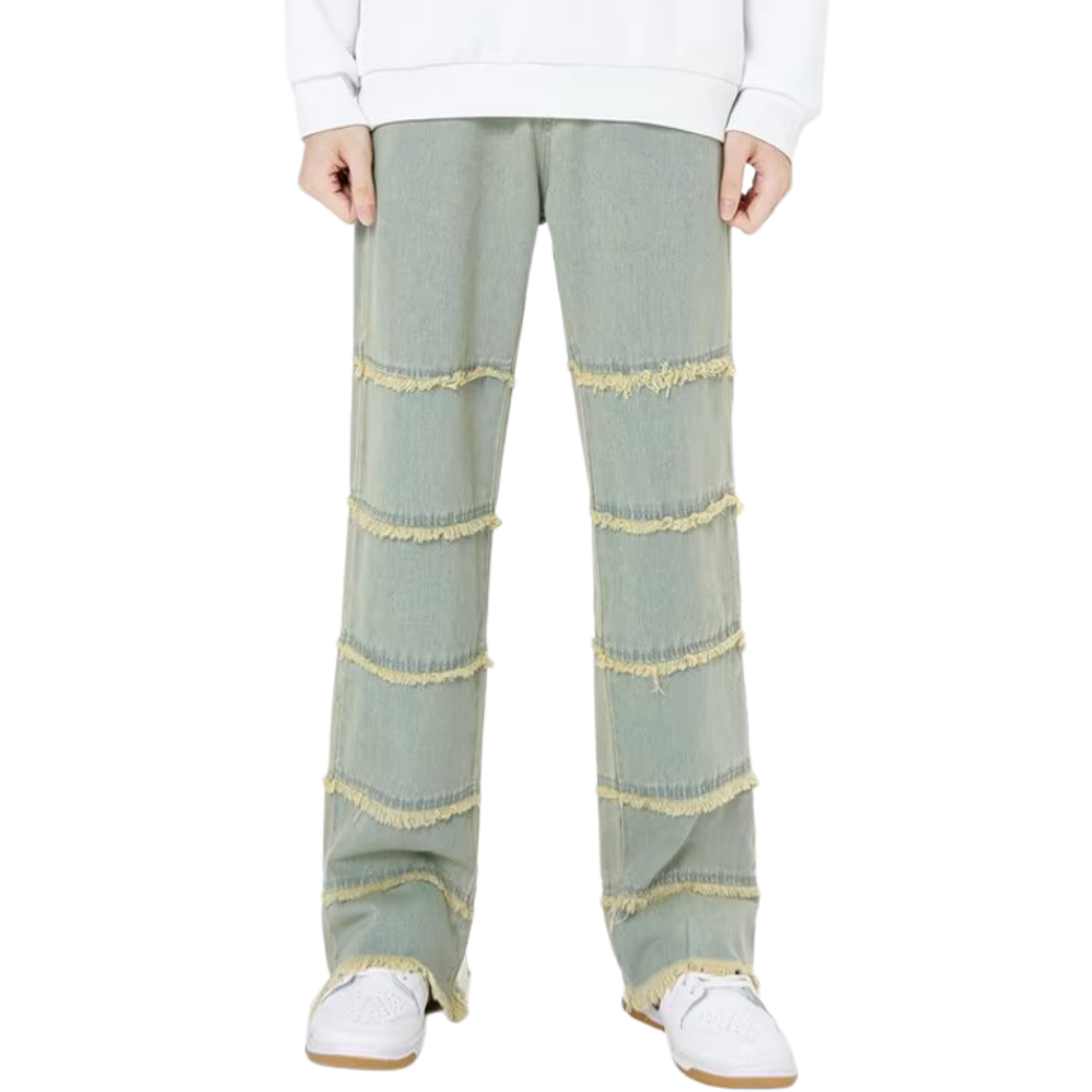 Vintage Raw Edge Washed Straight Jeans