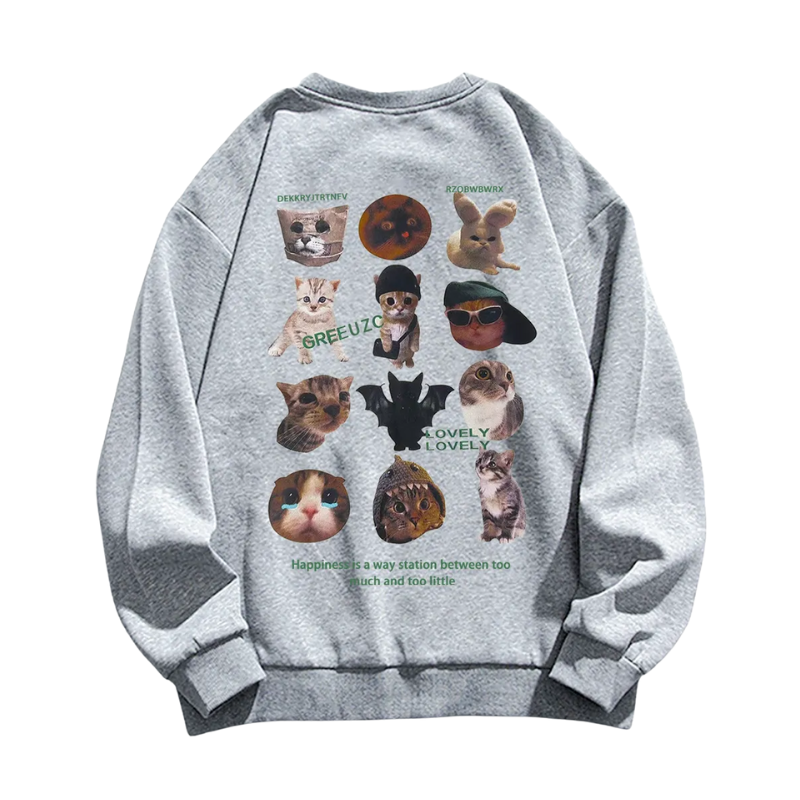 Cute Cartoon Cat Print Sweatshirt
