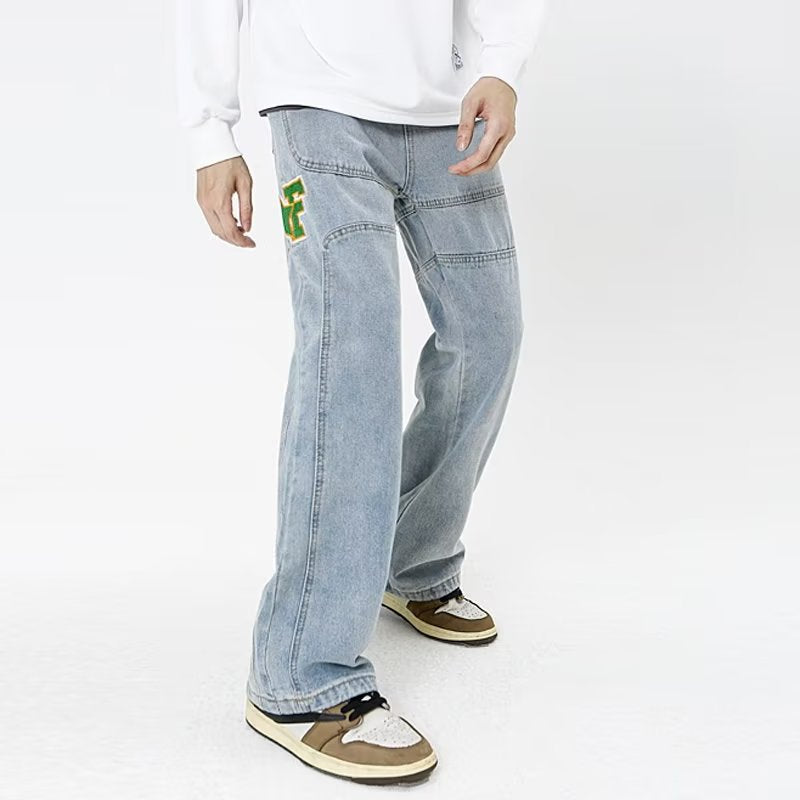 Hip Hop Letter Embroidery Jeans