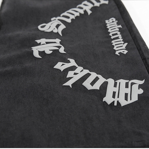 Solid Letter Embroidery Cotton Shorts