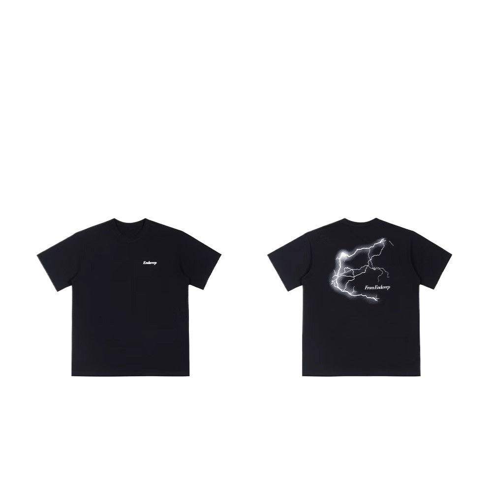 Street Philanthropist Lightning Print Short Sleeve T-Shirt Summer Tide High Street