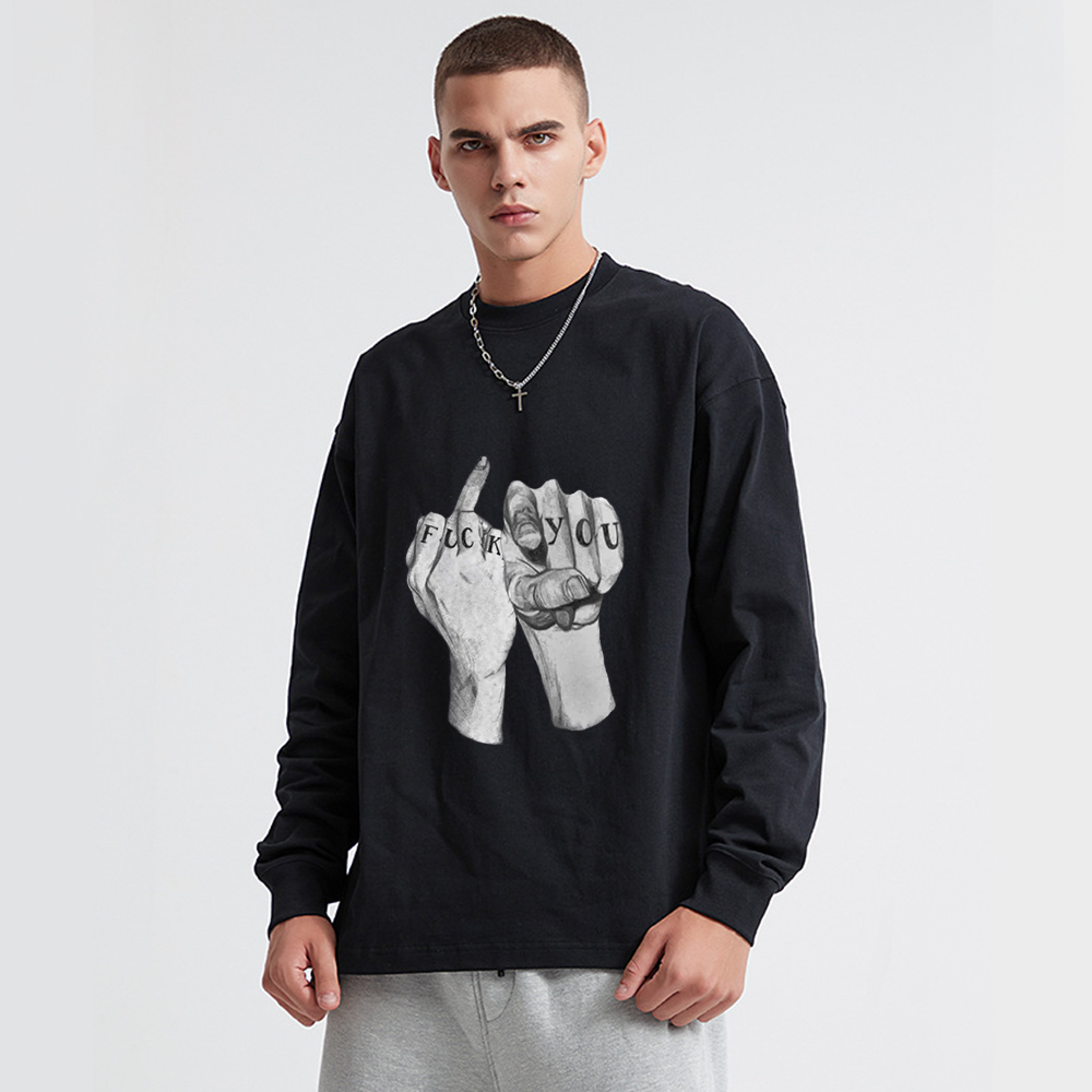 High Street Finger Letters Long Sleeve Shirt