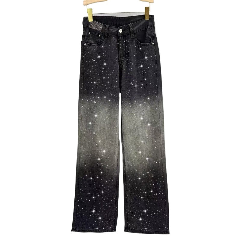 LoopStone Gradient Tie Dye Wash Wide-Leg Shining Stars Jeans