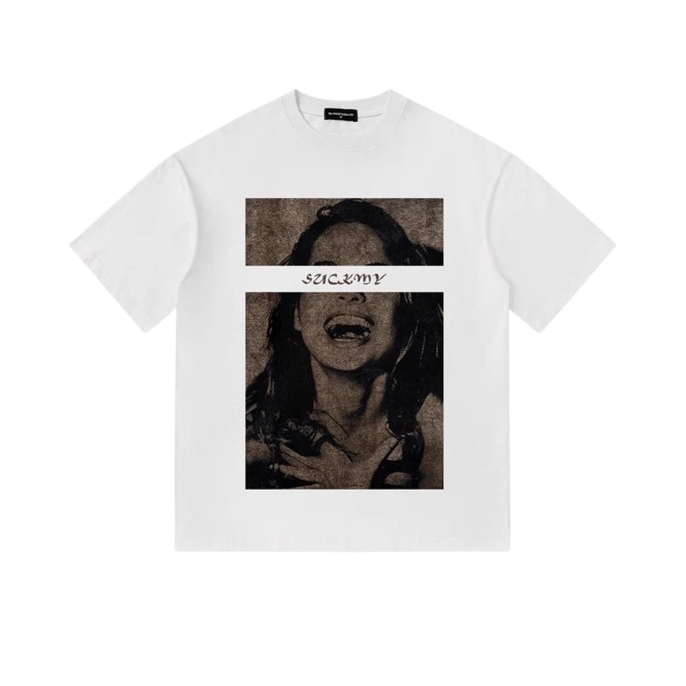 Street Philanthropist Print Oversize Short Sleeve T-Shirt Summer Loose Trend Versatile