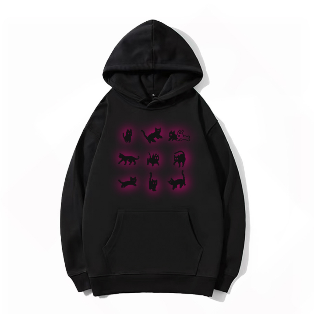 Black Cat Collection Print Hoodie