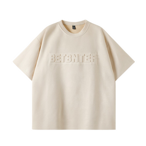 Classic Letter Embossed Suede T-shirt