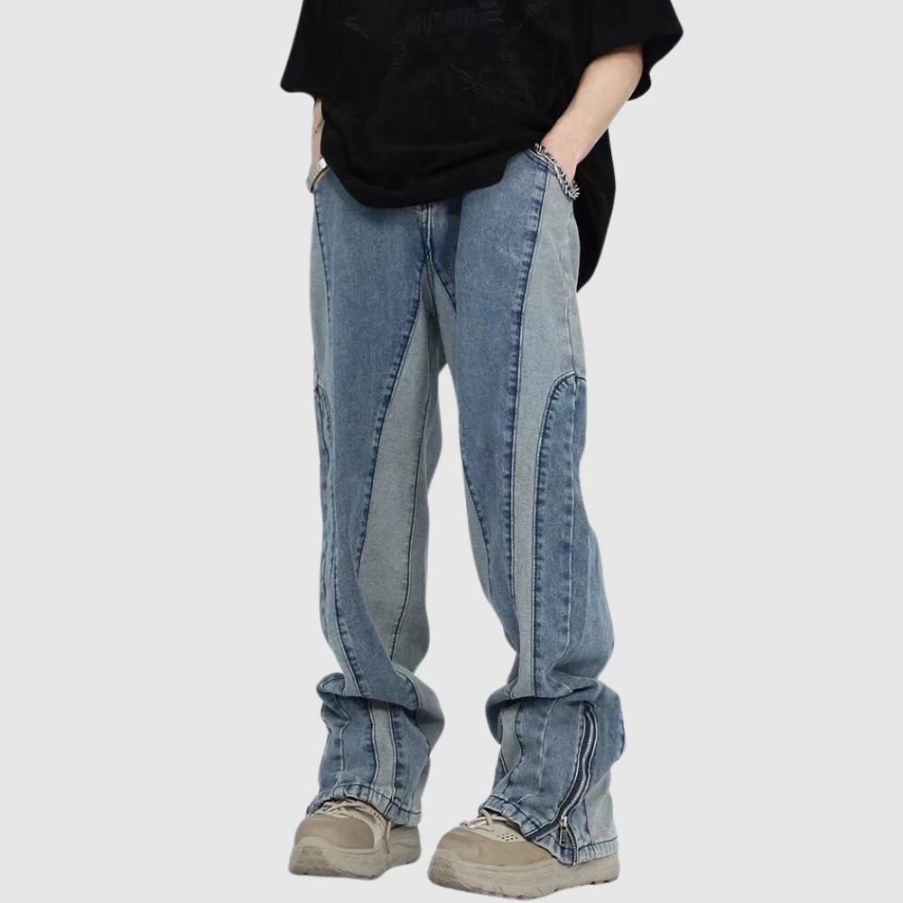 Retro Patchwork Design Jeans