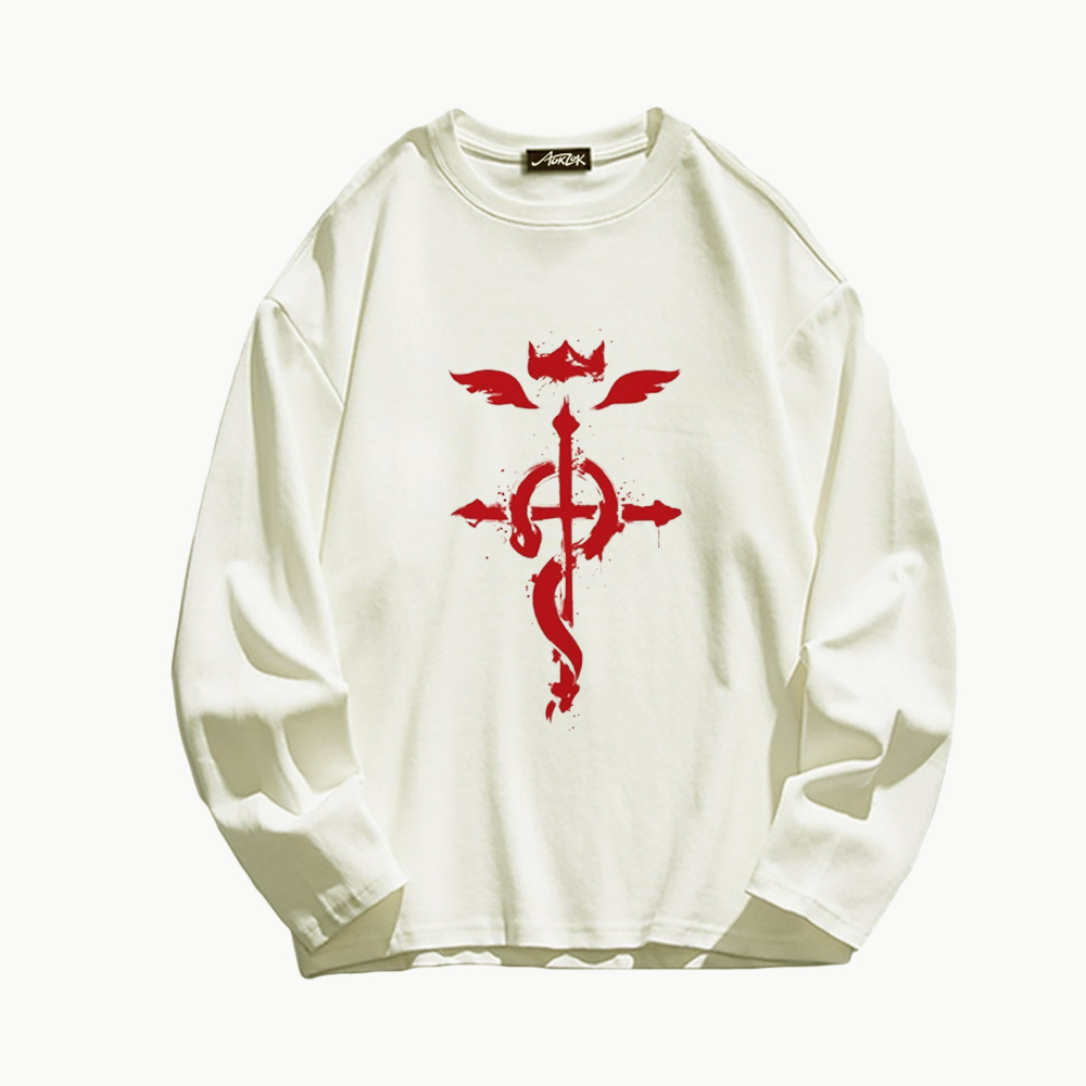 Retro Cross Devil Sign Long Sleeve Shirt