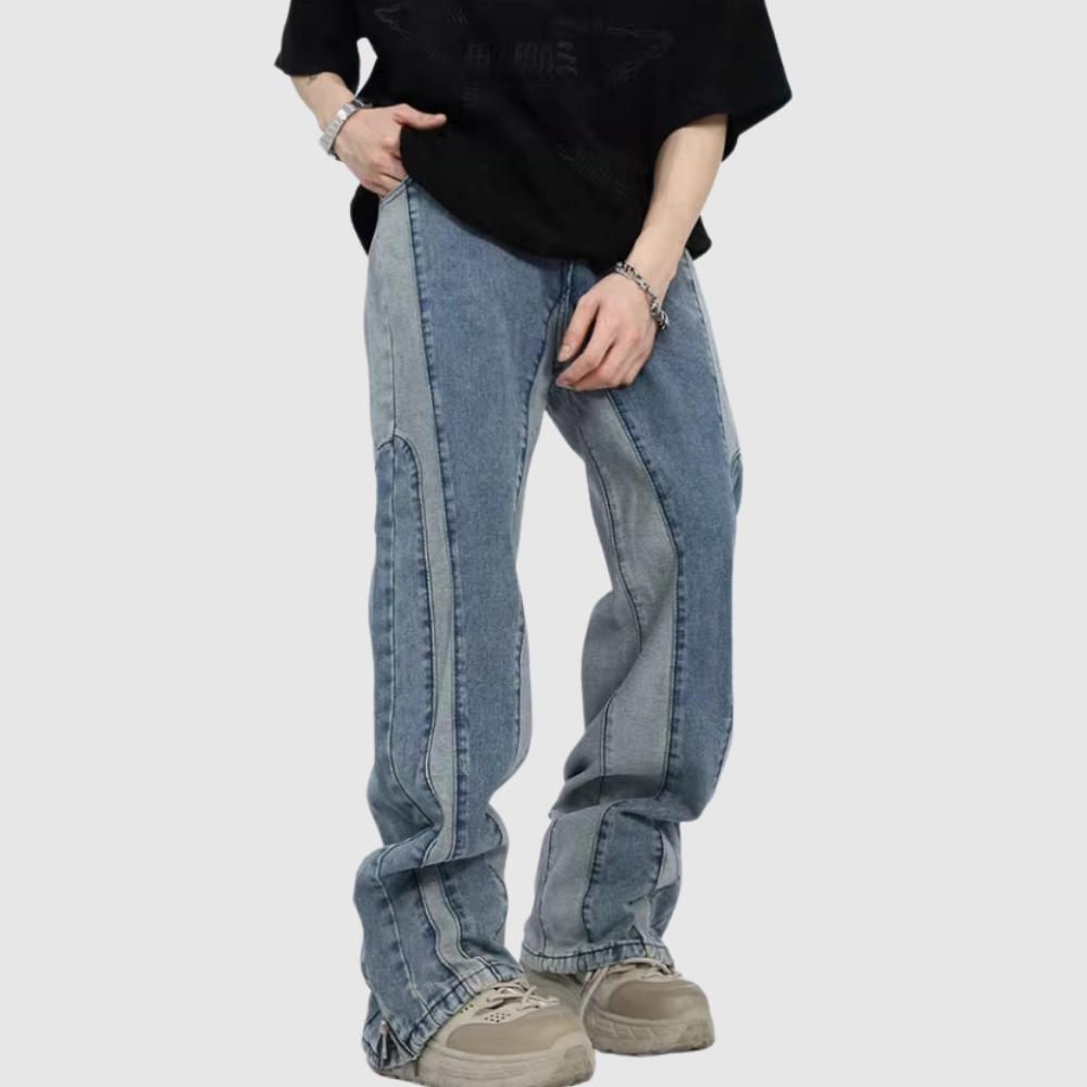 Retro Patchwork Design Jeans