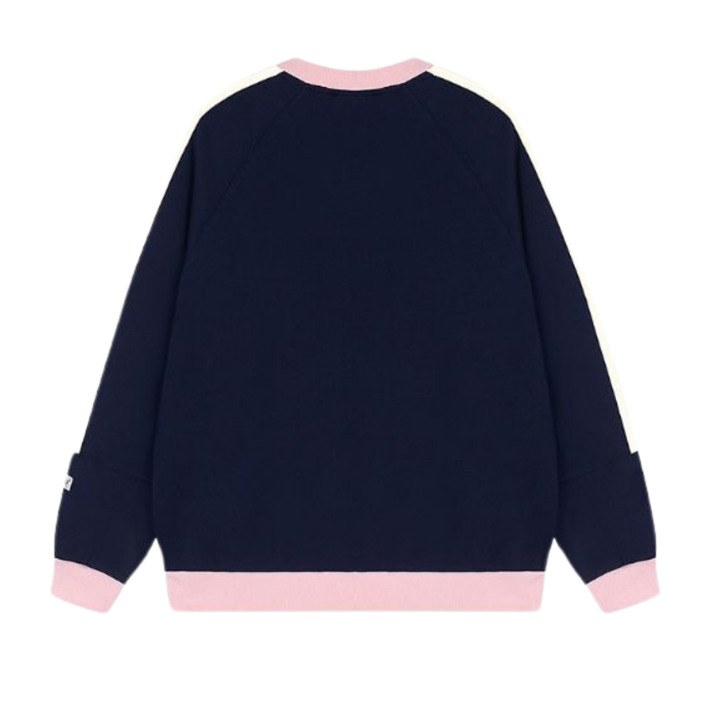 American Contrast Striped V-Neck Sweatshirt