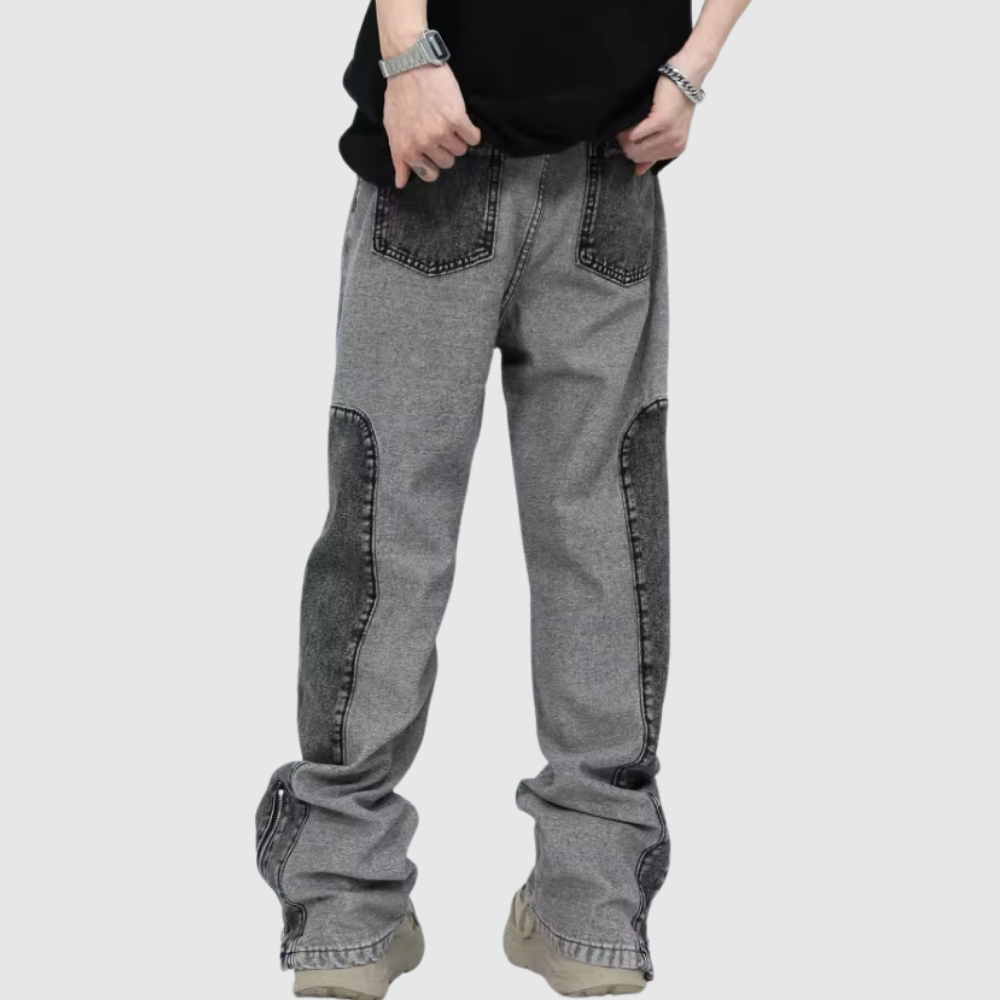 Retro Patchwork Design Jeans