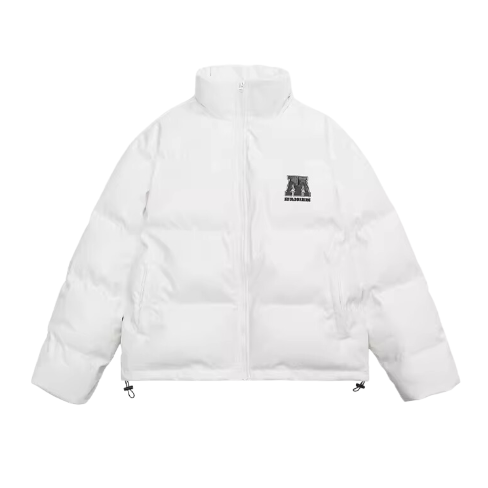 Letter M Solid Color Puffer Coat