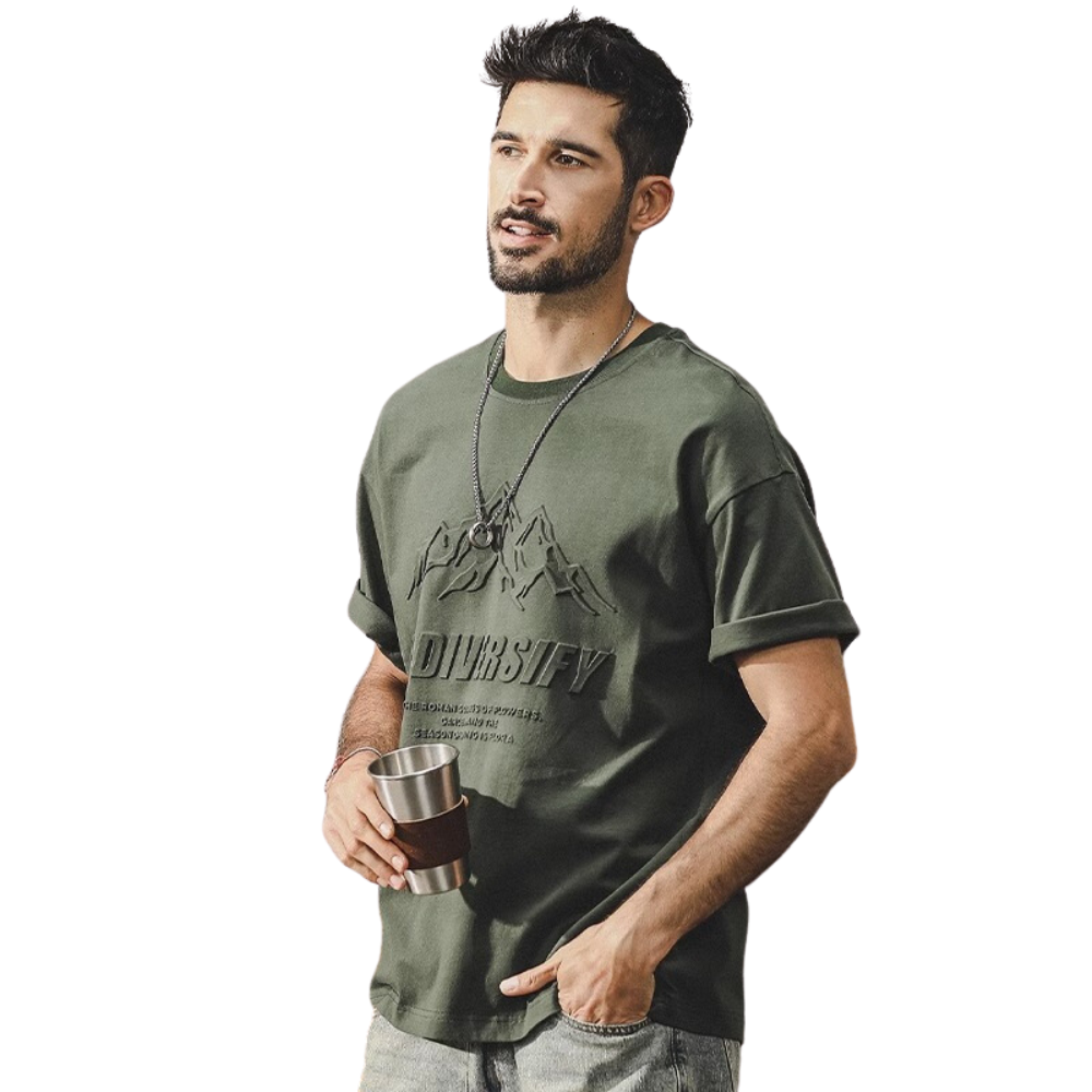 American 3D Mountain Fine Cotton Large-size T-shirt