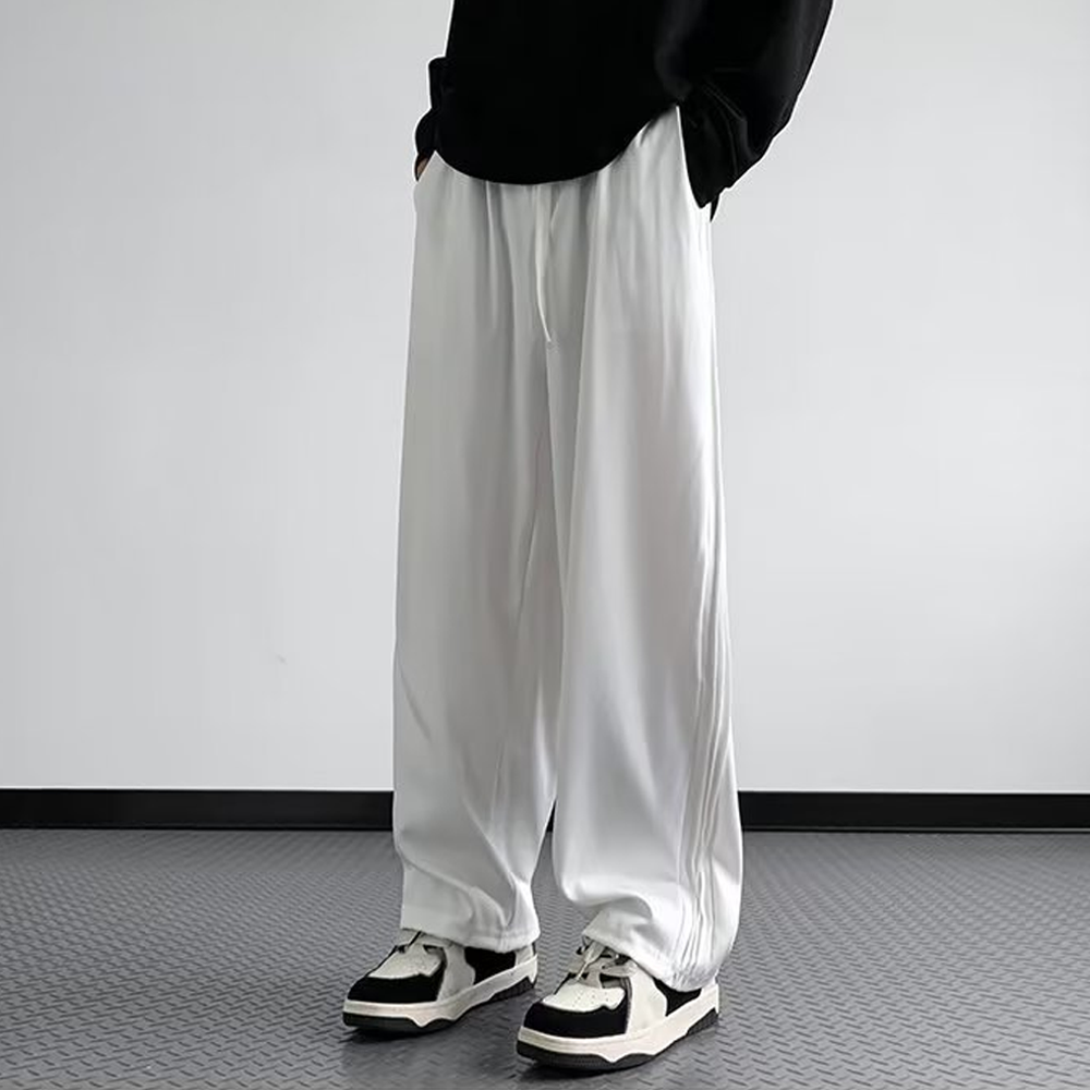 High street Retro Solid Color Straight Sweatpants