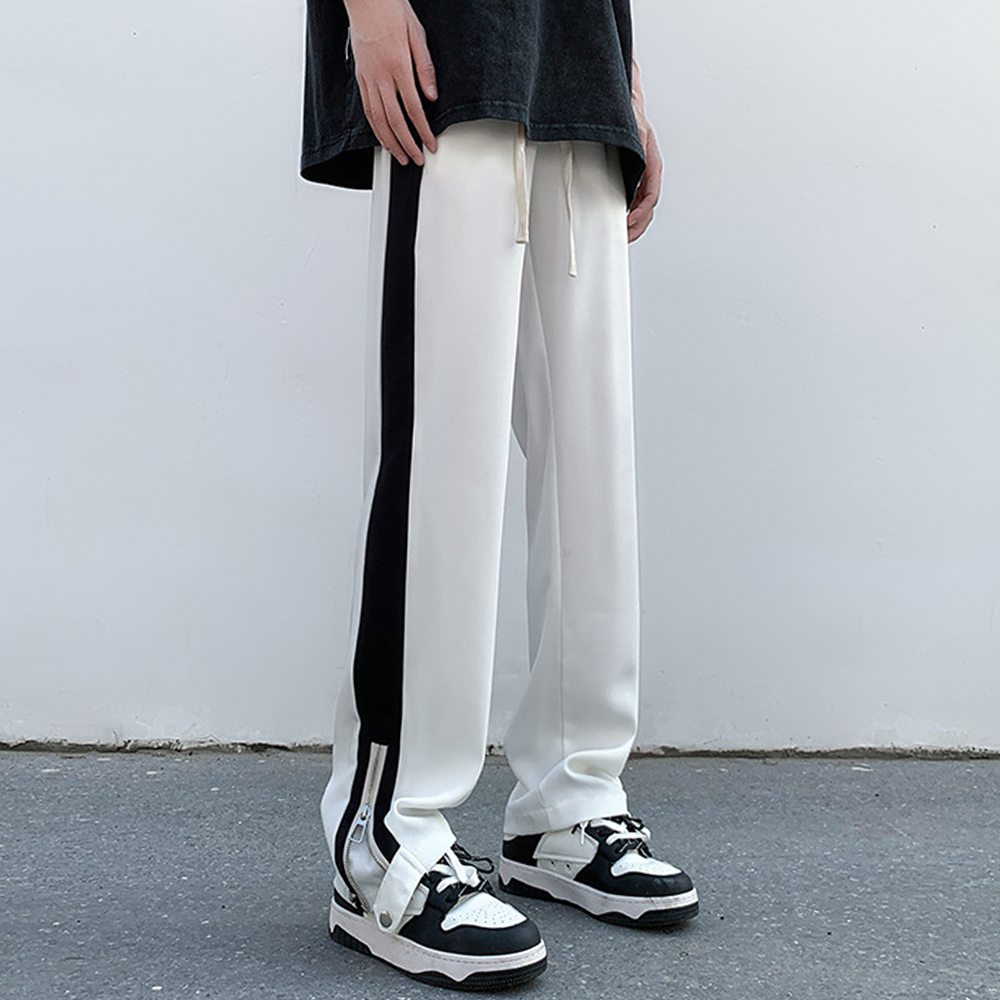 Simple Zipper and Drawstring Cargo Sweatpants